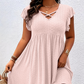 Robe à col en V et volants pour femme