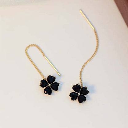 Boucles d'Oreilles Fil Trèfle à Quatre Feuilles Élégantes