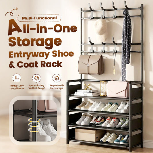 Rack multifonction pour chaussures et manteaux d’entrée