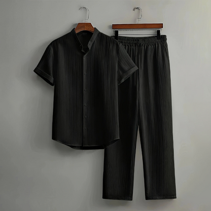 Ensemble homme 2 pièces texturé – chemise manches courtes et pantalon long