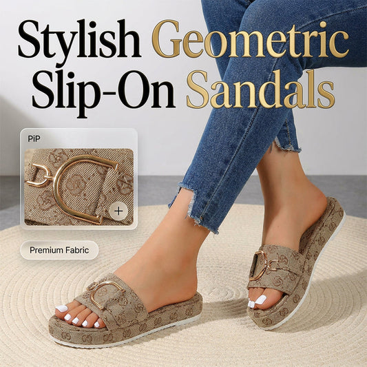 Sandales à Enfiler Stylées à Motif Géométrique