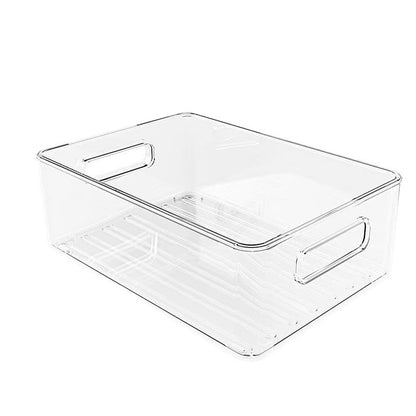 Bac de rangement transparent empilable pour réfrigérateur avec poignées