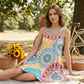 🌸 Solde d'Été Brûlant ✨ Robe d'été imprimée sans manches coupe A décontractée