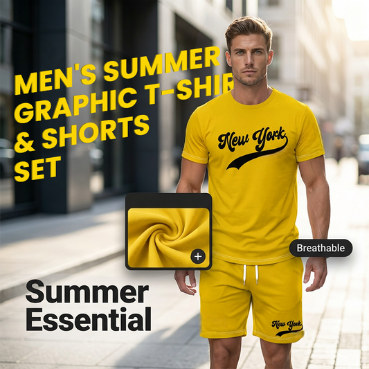 Ensemble T-Shirt à Imprimé et Short pour Homme (Été)