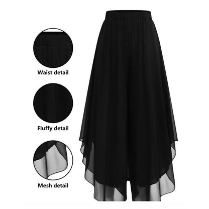 👖✨ PROMO FLASH 50% ! Pantalon Femme Mousseline Large & Asymétrique – Ceinture Élastique, Style Jupe-Pantalon, Tissu Léger & Aérien, 3 Couleurs 🌬️