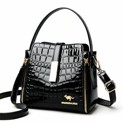 Sac à main femme motif crocodile brillant