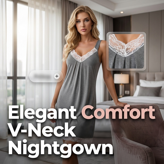 Chemise de nuit femme à encolure en V et dentelle