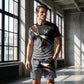 Ensemble T-Shirt et Short à Imprimé Abstrait pour Homme