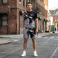 Ensemble T-Shirt et Short à Imprimé Abstrait pour Homme