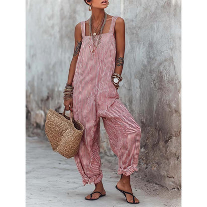 👗 50% DE RÉDUCTION 🌊 Combinaison décontractée à bretelles fines rayée pour femme – Tissu léger, tombé fluide & aérée – parfaite pour la plage, les vacances ou les journées chaudes – look effortless 🏖️