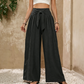 Pantalon large à taille haute et nœud frontal pour femme