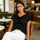 👚 LIMITED-TIME 50% OFF! ✨ Women's Cowl Neck Top – Cap Sleeve, Draped, Soft Fabric 🌸