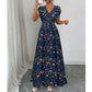 👗Robe Longue Fleurie à Col V et Taille Smockée pour Femme✨