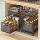 💪 50% DE RÉDUCTION! 🥫 Étagère Double Coulissante Organisateur de Placard – 5 hauteurs réglables, 2 plateaux & acier carbone robuste – Grande capacité, sans installation – Idéal pour cuisine & rangement ✨