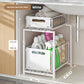 💪 50% DE RÉDUCTION! 🥫 Étagère Double Coulissante Organisateur de Placard – 5 hauteurs réglables, 2 plateaux & acier carbone robuste – Grande capacité, sans installation – Idéal pour cuisine & rangement ✨