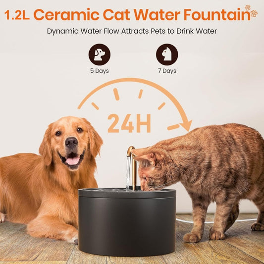 📢📢50 % DE RÉDUCTION !! ⏰ Fontaine à eau en céramique pour animaux avec robinet