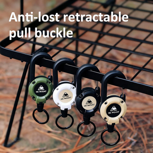 🏆Porte-clés avec mousqueton rétractable 🎣 – Cordon en acier de 65 cm, porte-badge robuste, accessoire EDC léger pour clés, cartes d'identité et usage en extérieur