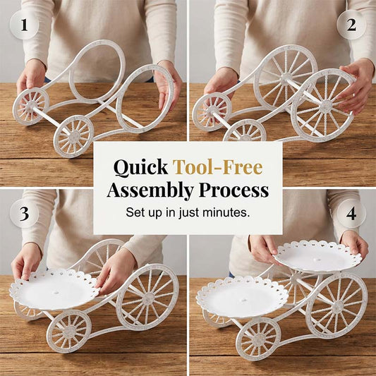 Présentoir de service carrosse à deux étages 🍰 Roulez partout, servez avec style – Deux plateaux spacieux & roulettes fluides ✨
