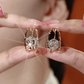 Boucles D'Oreilles Double Anneau Boule Zirconia Scintillante