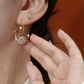 Boucles D'Oreilles Double Anneau Boule Zirconia Scintillante