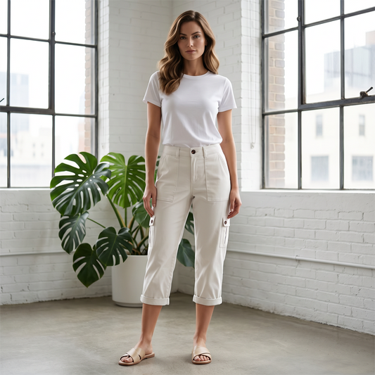 📢📢 PROMO -50% !! ⏰ Pantalon capri cargo décontracté femme avec poches