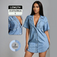 Chemise courte en denim à col tailleur ample pour femme