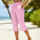 👖💐 PROMO FLASH 58% ! Pantalon Capri à Carreaux Femme – Tissu Coton-Lin Respirant, Taille Élastique à Cordon, Poches Latérales, 8 Coloris, Tailles S-3XL, Idéal Été & Vacances ✨☀️