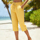 👖💐 PROMO FLASH 58% ! Pantalon Capri à Carreaux Femme – Tissu Coton-Lin Respirant, Taille Élastique à Cordon, Poches Latérales, 8 Coloris, Tailles S-3XL, Idéal Été & Vacances ✨☀️