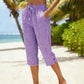 👖💐 PROMO FLASH 58% ! Pantalon Capri à Carreaux Femme – Tissu Coton-Lin Respirant, Taille Élastique à Cordon, Poches Latérales, 8 Coloris, Tailles S-3XL, Idéal Été & Vacances ✨☀️