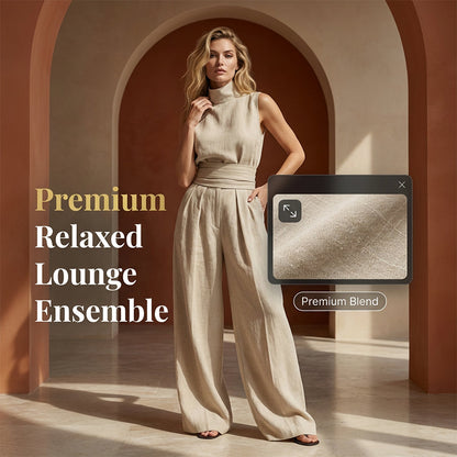 💥✨ PROMO FLASH -50% ! Ensemble 2 Pièces Femme – Haut Sans Manches Col Montant + Pantalon Jambes Larges, Tissu Fluide Léger, 5 Coloris, Tailles S-3XL 🔥