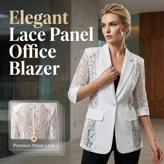 🤵‍♀️ PROMO LIMITÉE 50% DE RÉDUCTION ! ✨ Blazer Blanc Dentelle – Coupe Slim, Manches 3/4, Élégance Jour/Nuit 👑