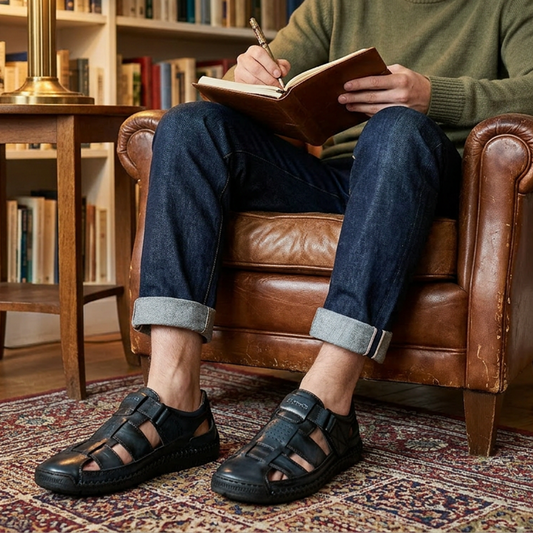 👞 PROMO LIMITÉE 50% DE RÉDUCTION ! ✨ Sandales de Plage Bout Fermé Homme – Respirantes, Coussinées, Velcro 🌊