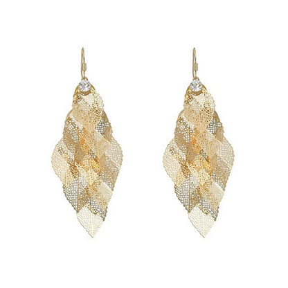 🍃✨ PROMO FLASH 50% ! Boucles d'Oreilles Feuilles Creuses Cascadantes – Design Bohème Filigrané, Cristal, Hypoallergéniques, Plaqué Or & Argent 925 🎀