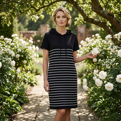 ✨ Nouveautés ✨ Robe midi à capuche rayée avec poches