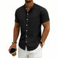 👕☀️🌿 OFFRE LIMITÉE 50% DE RÉDUCTION! Chemise Homme à Manches Courtes Coupe Ample Unie – Mélange de Coton Respirant, Coupe Décontractée, Confort Toute la Journée – Votre Indispensable pour le Travail, les Week-ends et les Sorties Décontractées 🧢🌸
