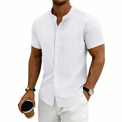 👕☀️🌿 OFFRE LIMITÉE 50% DE RÉDUCTION! Chemise Homme à Manches Courtes Coupe Ample Unie – Mélange de Coton Respirant, Coupe Décontractée, Confort Toute la Journée – Votre Indispensable pour le Travail, les Week-ends et les Sorties Décontractées 🧢🌸