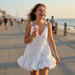 👗 50% DE RÉDUCTION ✨ Robe d’été légère à col en V – Ourlet bouffant & bretelles réglables – Fluide, élégante – parfaite pour les vacances ou les journées ensoleillées 🌸