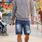 Short en jean délavé vintage