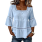 👚 60% DE RÉDUCTION 🌼 Blouse boho col carré – Dentelle crochetée, manches cloche & fluidité superposée – Légère & élégante – parfaite pour l’été ou un look romantique 🌿