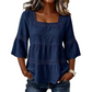 👚 60% DE RÉDUCTION 🌼 Blouse boho col carré – Dentelle crochetée, manches cloche & fluidité superposée – Légère & élégante – parfaite pour l’été ou un look romantique 🌿