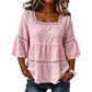 👚 60% DE RÉDUCTION 🌼 Blouse boho col carré – Dentelle crochetée, manches cloche & fluidité superposée – Légère & élégante – parfaite pour l’été ou un look romantique 🌿