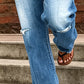 👖 50% OFF NOW! 🔥 Women's Distressed Slim Fit Flare Jeans – Stretchy denim & vintage look – Ripped details, flattering fit – perfect for casual days or edgy street style ✨