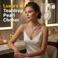 📿 LIMITED-TIME 50% OFF! 💥 Women's Vintage Style Pearl Necklace – Teardrop Choker, Luminous Pearls, Gold-Tone ✨