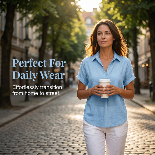 Chemise Décontractée Premium Respirante – Col à Revers en V, Coupe Ample, Douce pour la Peau