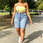 Short en jean déchiré grande taille pour femme