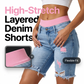 📢📢50 % DE RÉDUCTION !! ⏰Ensemble Short en Jean Déchiré et Legging Coloré pour Femme