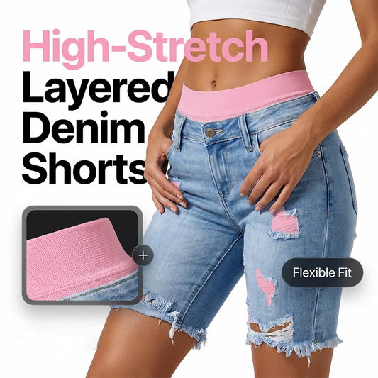 📢📢50 % DE RÉDUCTION !! ⏰Ensemble Short en Jean Déchiré et Legging Coloré pour Femme