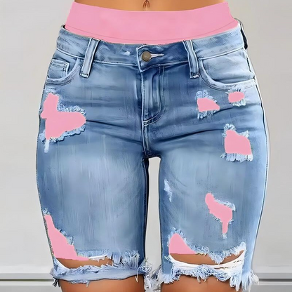 📢📢50 % DE RÉDUCTION !! ⏰Ensemble Short en Jean Déchiré et Legging Coloré pour Femme