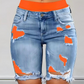 📢📢50 % DE RÉDUCTION !! ⏰Ensemble Short en Jean Déchiré et Legging Coloré pour Femme