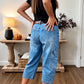 📢👖 PROMO FLASH 50% ! Pantalon Jean Court Extensible Femme – Coupe Barrel Décontractée, Taille Mi-Haute, Poches Multiples, 2 Coloris, Tailles S-3XL, Idéal Quotidien ✨
